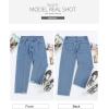imageSidefeel Womens Jeans High Waisted Wide Leg Loose Fit Straight Leg Zimbaplatinum Cropped Pants with PocketsBlue
