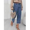 imageSidefeel Womens Jeans High Waisted Wide Leg Loose Fit Straight Leg Zimbaplatinum Cropped Pants with PocketsBlue