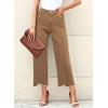 imageSidefeel Womens Jeans High Waisted Wide Leg Loose Fit Straight Leg Zimbaplatinum Cropped Pants with PocketsBrown