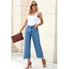 imageSidefeel Womens Jeans High Waisted Wide Leg Loose Fit Straight Leg Zimbaplatinum Cropped Pants with PocketsMist Blue