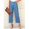 imageSidefeel Womens Jeans High Waisted Wide Leg Loose Fit Straight Leg Zimbaplatinum Cropped Pants with PocketsMist Blue