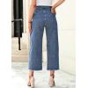 imageSidefeel Womens Jeans High Waisted Wide Leg Loose Fit Straight Leg Zimbaplatinum Cropped Pants with PocketsSky Blue