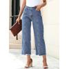 imageSidefeel Womens Jeans High Waisted Wide Leg Loose Fit Straight Leg Zimbaplatinum Cropped Pants with PocketsSky Blue