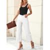 imageSidefeel Womens Jeans High Waisted Wide Leg Loose Fit Straight Leg Zimbaplatinum Cropped Pants with PocketsWhite