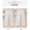 imageSidefeel Womens Jeans High Waisted Wide Leg Loose Fit Straight Leg Zimbaplatinum Cropped Pants with PocketsWhite