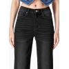 imageSidefeel Womens Wide Leg Jeans Casual High Waisted Straight Zimbaplatinum Denim Pants with PocketsDark Black