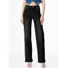 imageSidefeel Womens Wide Leg Jeans Casual High Waisted Straight Zimbaplatinum Denim Pants with PocketsDark Black