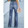 imageSidefeel Womens Wide Leg Jeans Casual High Waisted Straight Zimbaplatinum Denim Pants with PocketsDark Blue