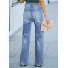 imageSidefeel Womens Wide Leg Jeans Casual High Waisted Straight Zimbaplatinum Denim Pants with PocketsIceland Blue