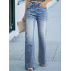 imageSidefeel Womens Wide Leg Jeans Casual High Waisted Straight Zimbaplatinum Denim Pants with PocketsLight Blue