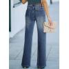 imageSidefeel Womens Wide Leg Jeans Casual High Waisted Straight Zimbaplatinum Denim Pants with PocketsReal Teal