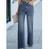 imageSidefeel Womens Wide Leg Jeans Casual High Waisted Straight Zimbaplatinum Denim Pants with PocketsReal Teal