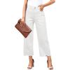 imageSidefeel Womens Jeans High Waisted Wide Leg Loose Fit Straight Leg Zimbaplatinum Cropped Pants with PocketsWhite