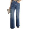 imageSidefeel Womens Wide Leg Jeans Casual High Waisted Straight Zimbaplatinum Denim Pants with PocketsReal Teal