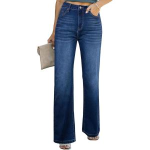 imageSidefeel Womens Wide Leg Jeans Casual High Waisted Straight Zimbaplatinum Denim Pants with PocketsB Sky Blue