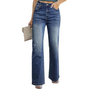 imageSidefeel Womens Wide Leg Jeans Casual High Waisted Straight Zimbaplatinum Denim Pants with PocketsBluing