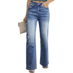 imageSidefeel Womens Wide Leg Jeans Casual High Waisted Straight Zimbaplatinum Denim Pants with PocketsDark Blue