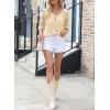 imageSidefeel Womens 2025 Spring Summer Crochet Tops Off The Shoulder Hollow Out Knit Tops 34 Sleeve Pullover Sweater Cover UpsApricot