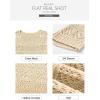 imageSidefeel Womens 2025 Spring Summer Crochet Tops Off The Shoulder Hollow Out Knit Tops 34 Sleeve Pullover Sweater Cover UpsApricot
