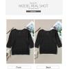 imageSidefeel Womens 2025 Spring Summer Crochet Tops Off The Shoulder Hollow Out Knit Tops 34 Sleeve Pullover Sweater Cover UpsBlack
