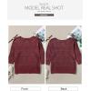imageSidefeel Womens 2025 Spring Summer Crochet Tops Off The Shoulder Hollow Out Knit Tops 34 Sleeve Pullover Sweater Cover UpsBurgundy