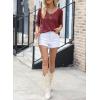 imageSidefeel Womens 2025 Spring Summer Crochet Tops Off The Shoulder Hollow Out Knit Tops 34 Sleeve Pullover Sweater Cover UpsBurgundy