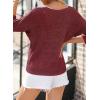 imageSidefeel Womens 2025 Spring Summer Crochet Tops Off The Shoulder Hollow Out Knit Tops 34 Sleeve Pullover Sweater Cover UpsBurgundy