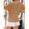 imageSidefeel Womens 2025 Spring Summer Crochet Tops Off The Shoulder Hollow Out Knit Tops 34 Sleeve Pullover Sweater Cover UpsCamel