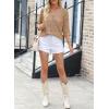 imageSidefeel Womens 2025 Spring Summer Crochet Tops Off The Shoulder Hollow Out Knit Tops 34 Sleeve Pullover Sweater Cover UpsCamel