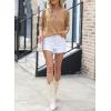 imageSidefeel Womens 2025 Spring Summer Crochet Tops Off The Shoulder Hollow Out Knit Tops 34 Sleeve Pullover Sweater Cover UpsCamel