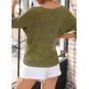 imageSidefeel Womens 2025 Spring Summer Crochet Tops Off The Shoulder Hollow Out Knit Tops 34 Sleeve Pullover Sweater Cover UpsJungle Green