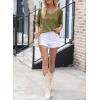 imageSidefeel Womens 2025 Spring Summer Crochet Tops Off The Shoulder Hollow Out Knit Tops 34 Sleeve Pullover Sweater Cover UpsJungle Green