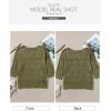 imageSidefeel Womens 2025 Spring Summer Crochet Tops Off The Shoulder Hollow Out Knit Tops 34 Sleeve Pullover Sweater Cover UpsJungle Green