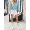 imageSidefeel Womens 2025 Spring Summer Crochet Tops Off The Shoulder Hollow Out Knit Tops 34 Sleeve Pullover Sweater Cover UpsLight Blue