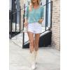 imageSidefeel Womens 2025 Spring Summer Crochet Tops Off The Shoulder Hollow Out Knit Tops 34 Sleeve Pullover Sweater Cover UpsLight Blue