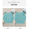 imageSidefeel Womens 2025 Spring Summer Crochet Tops Off The Shoulder Hollow Out Knit Tops 34 Sleeve Pullover Sweater Cover UpsLight Blue