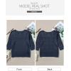 imageSidefeel Womens 2025 Spring Summer Crochet Tops Off The Shoulder Hollow Out Knit Tops 34 Sleeve Pullover Sweater Cover UpsNavy Blue