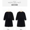 imageSidefeel Womens Spring Outfit Denim Dress 34 Sleeve Loose Fit Square Neck Summer Jean Dresses with PocketsBlack