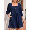 imageSidefeel Womens Spring Outfit Denim Dress 34 Sleeve Loose Fit Square Neck Summer Jean Dresses with PocketsBluing