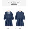 imageSidefeel Womens Spring Outfit Denim Dress 34 Sleeve Loose Fit Square Neck Summer Jean Dresses with PocketsBluing