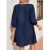 imageSidefeel Womens Spring Outfit Denim Dress 34 Sleeve Loose Fit Square Neck Summer Jean Dresses with PocketsBluing