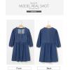 imageSidefeel Womens Spring Outfit Denim Dress 34 Sleeve Loose Fit Square Neck Summer Jean Dresses with PocketsDark Blue