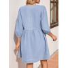 imageSidefeel Womens Spring Outfit Denim Dress 34 Sleeve Loose Fit Square Neck Summer Jean Dresses with PocketsIceland Blue