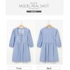 imageSidefeel Womens Spring Outfit Denim Dress 34 Sleeve Loose Fit Square Neck Summer Jean Dresses with PocketsIceland Blue