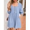 imageSidefeel Womens Spring Outfit Denim Dress 34 Sleeve Loose Fit Square Neck Summer Jean Dresses with PocketsIceland Blue