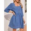 imageSidefeel Womens Spring Outfit Denim Dress 34 Sleeve Loose Fit Square Neck Summer Jean Dresses with PocketsLight Blue