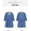 imageSidefeel Womens Spring Outfit Denim Dress 34 Sleeve Loose Fit Square Neck Summer Jean Dresses with PocketsLight Blue