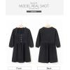 imageSidefeel Womens Spring Outfit Denim Dress 34 Sleeve Loose Fit Square Neck Summer Jean Dresses with PocketsPure Black