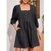 imageSidefeel Womens Spring Outfit Denim Dress 34 Sleeve Loose Fit Square Neck Summer Jean Dresses with PocketsPure Black