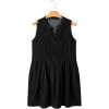 imageSidefeel Womens Denim Dress Sleeveless Casual V Neck Ruffle Mini Jean DressesBlack